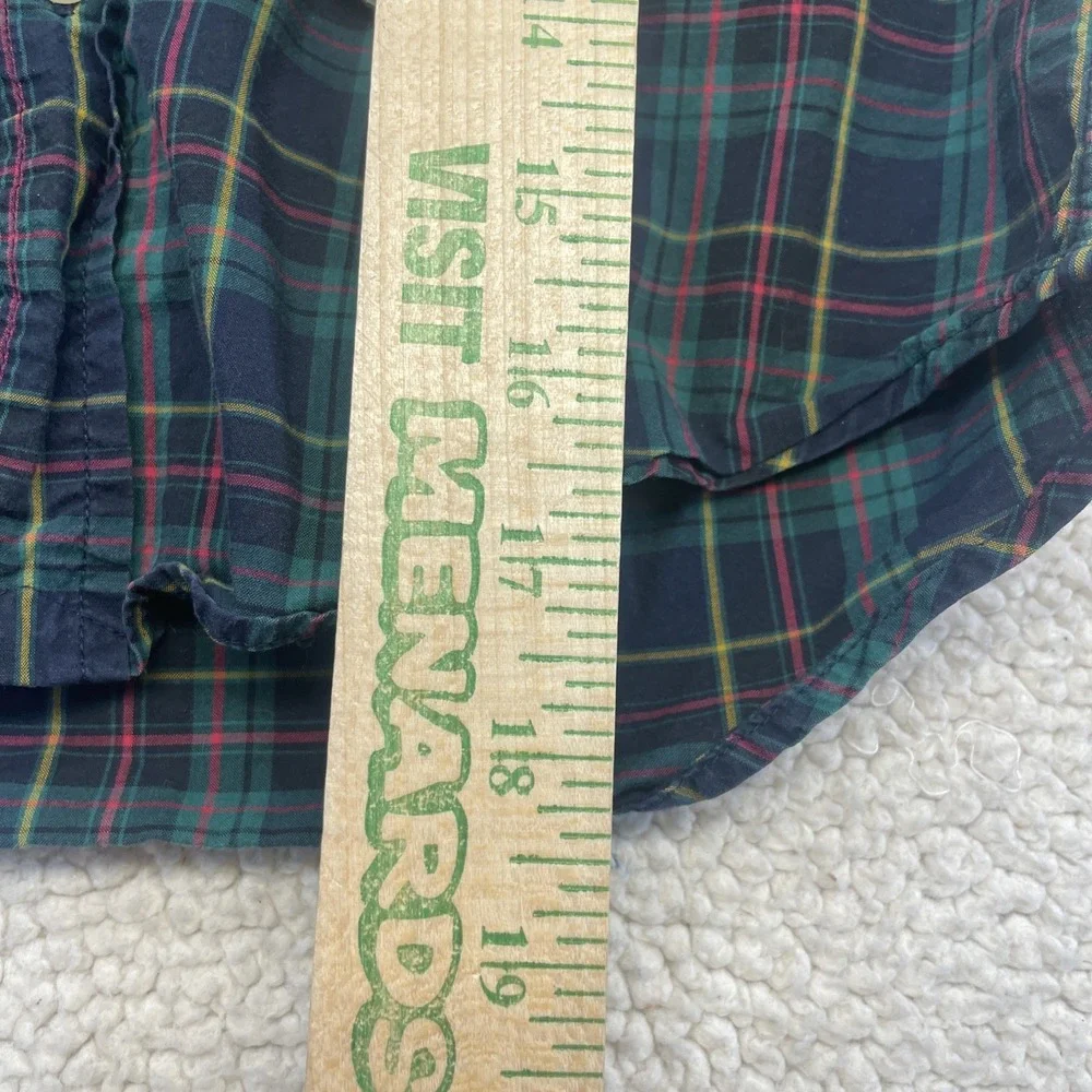 Ralph Lauren Shirt Boy Size 5 Blue Green Plaid Button Down Long Sleeve Pony Logo